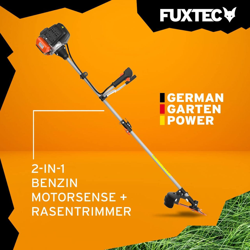 FUXTEC Benzin Motorsense FX-MS152 mit 52 cc, 2in1 Multitool , Profi-Tragegurt und 3 PS Leistung Trimmer Rasentrimmer Freischneider fs Faden 2-Takt, getestet in der Oberklasse mit Note 1,4 Easy Starter