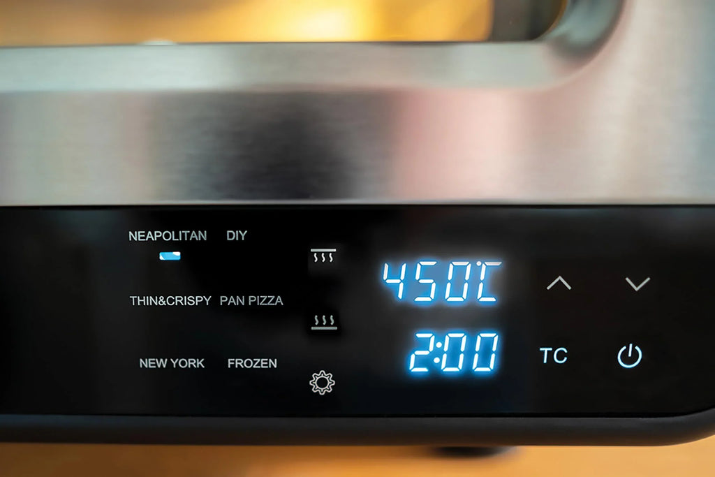 Horno de pizza eléctrico LUIGI 68816 1700 W hasta 450 °C con piedra para pizza de cordierita de 32 cm y control táctil