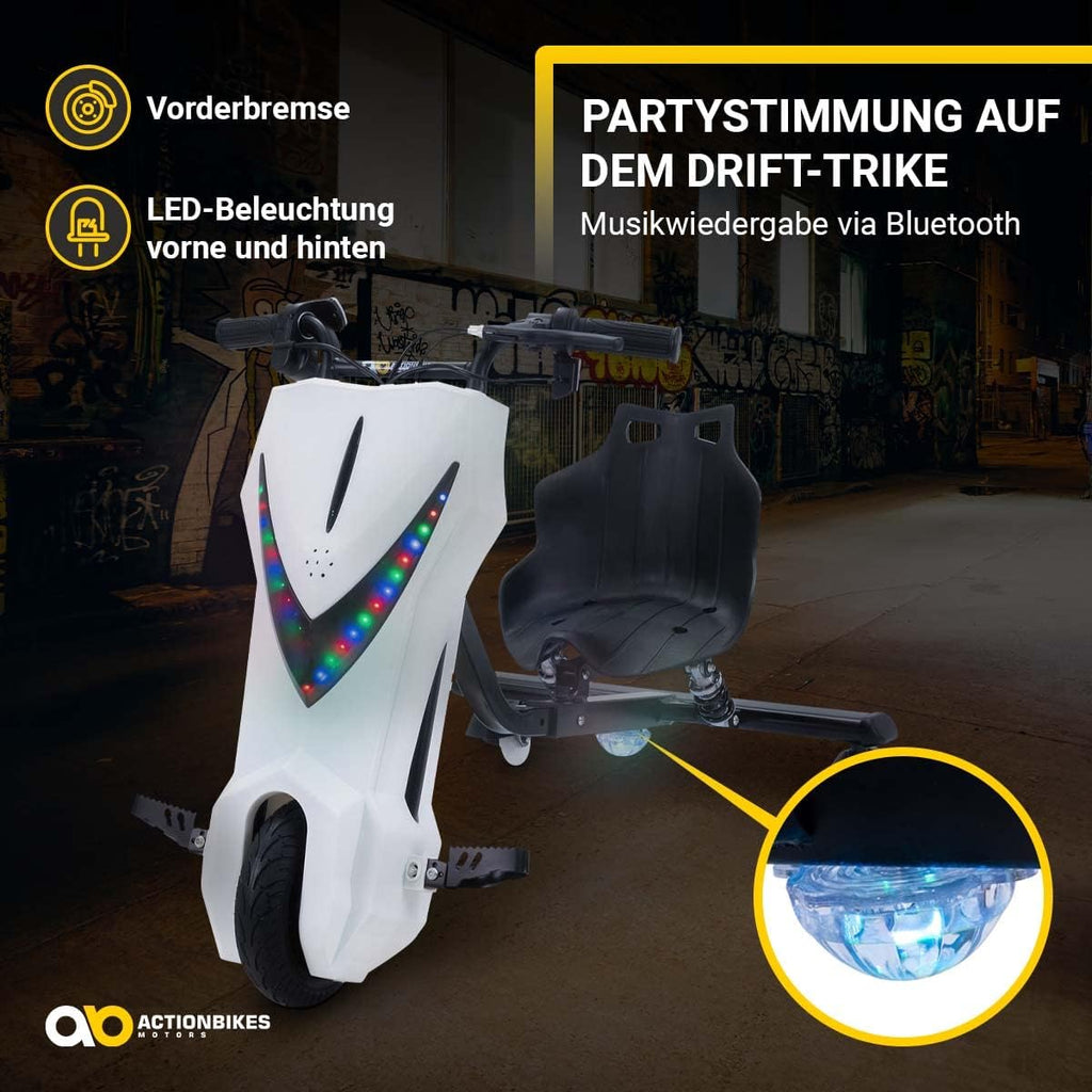 Actionbikes Motors Patinete Eléctrico Infantil para Derrapes | Motor de 𝟐𝟓𝟎 W - Carrito de Derrape 360° - 3 Niveles de Velocidad - Iluminación LED - Asiento Ajustable - Bluetooth - Kart de Derrape - Coche de Derrape (Space Purple)