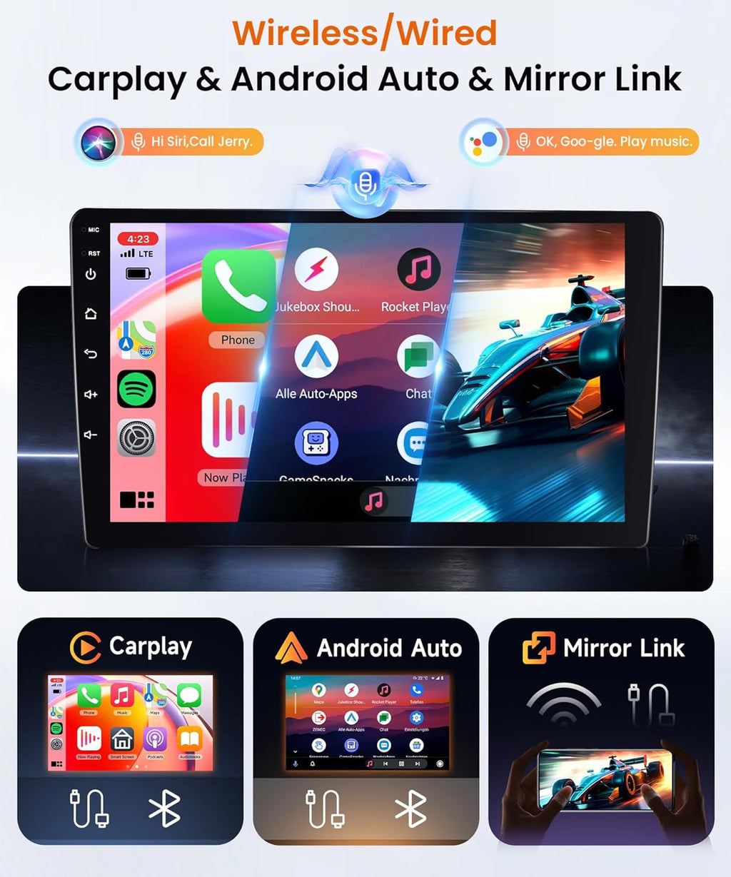 Autorradio Android 4G+64G para Fiat Ducato 3/Peugeot Boxer 2/Citroen Jumper 2 2006-2022 con Carplay inalámbrico, Android Auto, GPS, navegación, WiFi, pantalla de 9 pulgadas, Bluetooth, FM/RDS/32EQ/USB/SWC y cámara de visión trasera