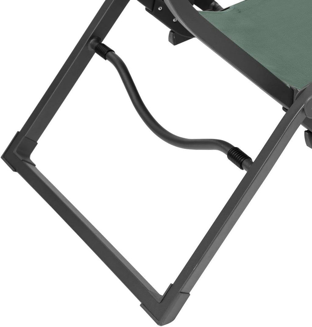 Hespéride - Tumbona plegable Décima - Verde oliva y grafito - Aluminio resistente a la corrosión, 2 posiciones, apilable - Para jardín, piscina, tomar el sol