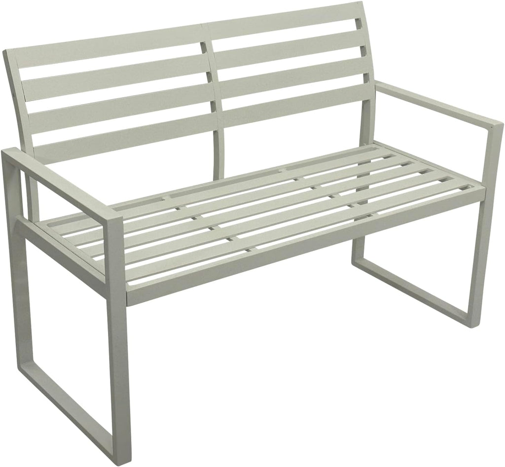 Banco de jardín DEGAMO Atlanta de 2 plazas, 123 cm, de aluminio resistente a la intemperie y al óxido, blanco, para exteriores