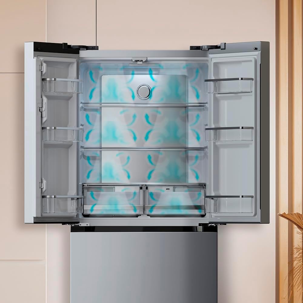 Frigorífico French Door Cecotec de acero inoxidable 510 L Bolero CoolMarket FD 510 Inox E. 183 cm de alto, 84 cm de ancho, motor Inverter Plus, refrigeración rápida y congelación rápida, MultiAirFlow, Total NoFrost