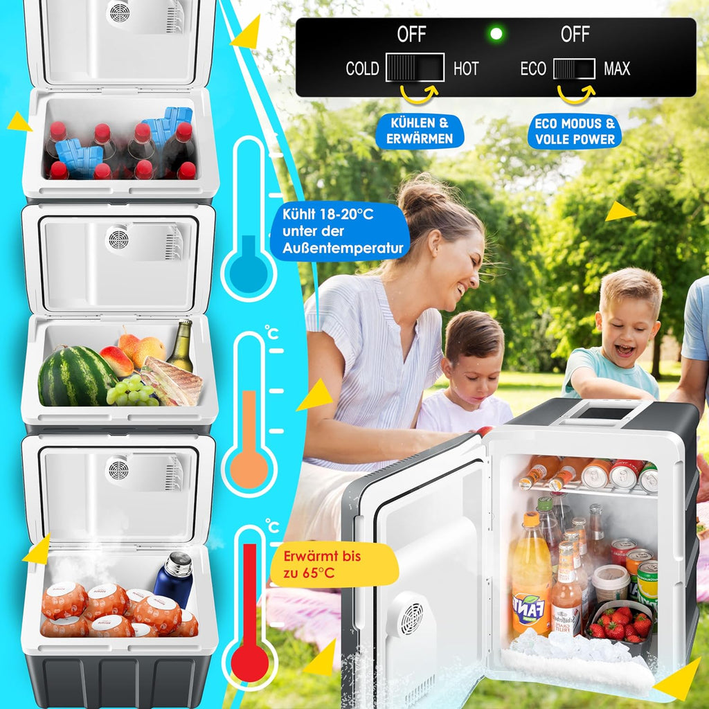 KESSER® Nevera eléctrica portátil 40L con ruedas | Calienta y enfría | Termoeléctrica | Mininevera | 12V y 230V | Para coche, camping y enchufe | Modo Eco | Incluye acumuladores de frío