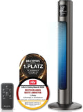 Brandson - Ventilador de torre con mando a distancia - Galardonado 2026 - Oscilación 60° - Ventilador de pie - ventilador portátil - ventilador de columna - 96 cm - Ventilador 3 niveles de velocidad - GS - Grafito