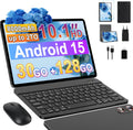 Tableta Android 15 con 5G WiFi 10 pulgadas 30 GB RAM + 128 GB ROM (2 TB ampliable), Widevine L1, Octa-Core 2.0 GHz/8000 mAh/8+5 MP/Altavoces duales, tabletas con teclado+ratón y funda-gris
