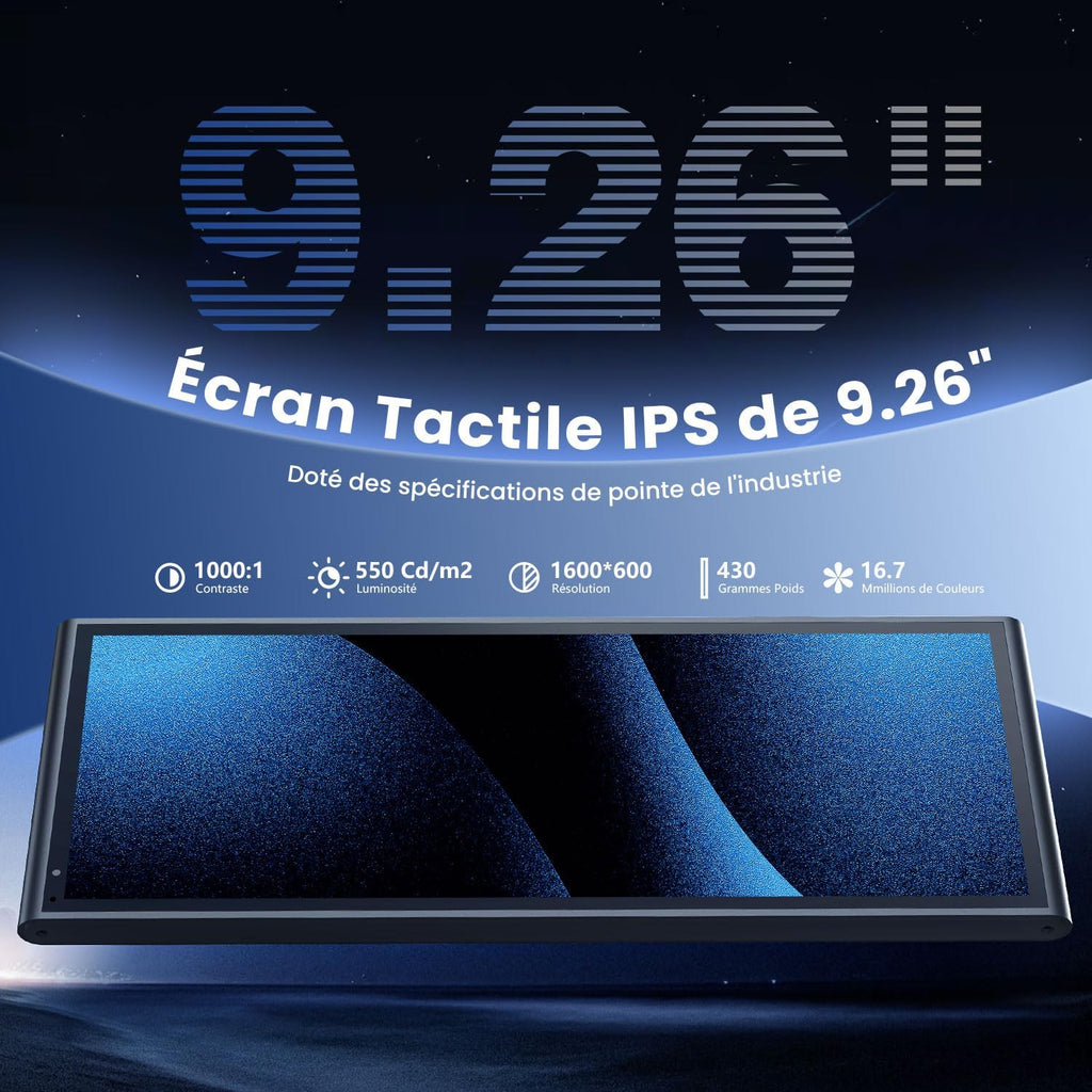 Pantalla portátil inalámbrica Krunia de 9,26" para Apple CarPlay y Android Auto, actualizaciones OTA, cámara de visión trasera, Mirror Link, Bluetooth 5.0, control por voz, navegación GPS, FM