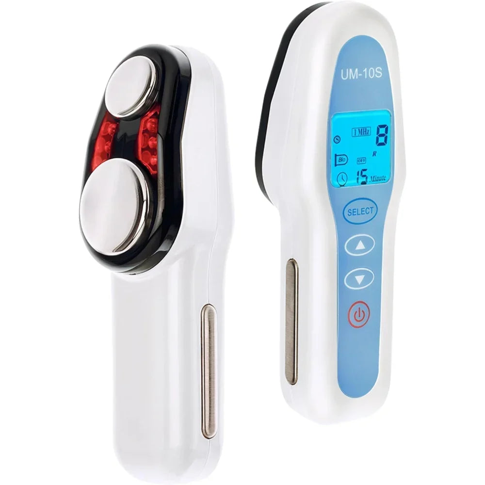 Dispositivo de ultrasonido para rostro y cuerpo, 3 MHz 1 MHz, dos cabezales, niveles de intensidad, funcionamiento por red eléctrica, dispositivo de cuidado cosmético de la piel