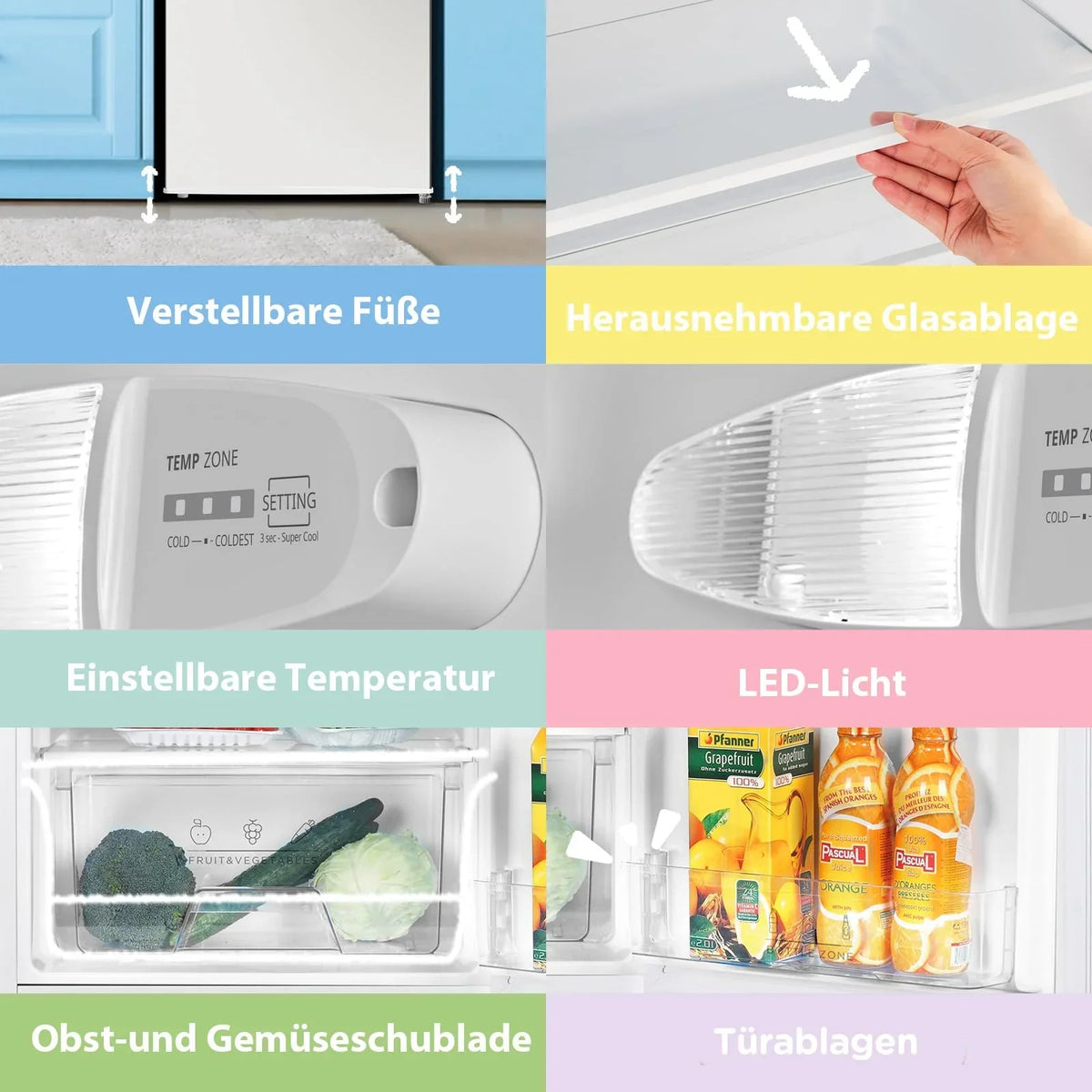 Refrigerador Comfee 131L sin congelador, compresor inverter, 72kWh/año, clase D, 39dB, cajón para frutas/verduras, Al. 84,5 An. 55,3 cm