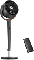 Ventilador de pie DREO muy silencioso, ventilador grande con mando a distancia, ventilador silencioso de 20 dB con motor CC, oscilación de 120°, 4 modos, altura ajustable de 94-107 cm, ventilador de suelo, TurboPoly Fan 512, gris