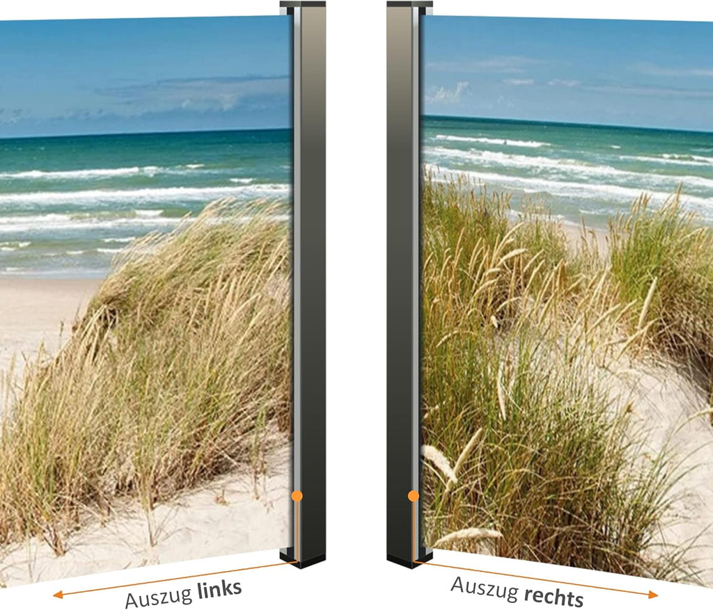 Toldo lateral pantalla de privacidad impresión fotográfica playa duna mar Báltico paraviento derecha 160x300 cm