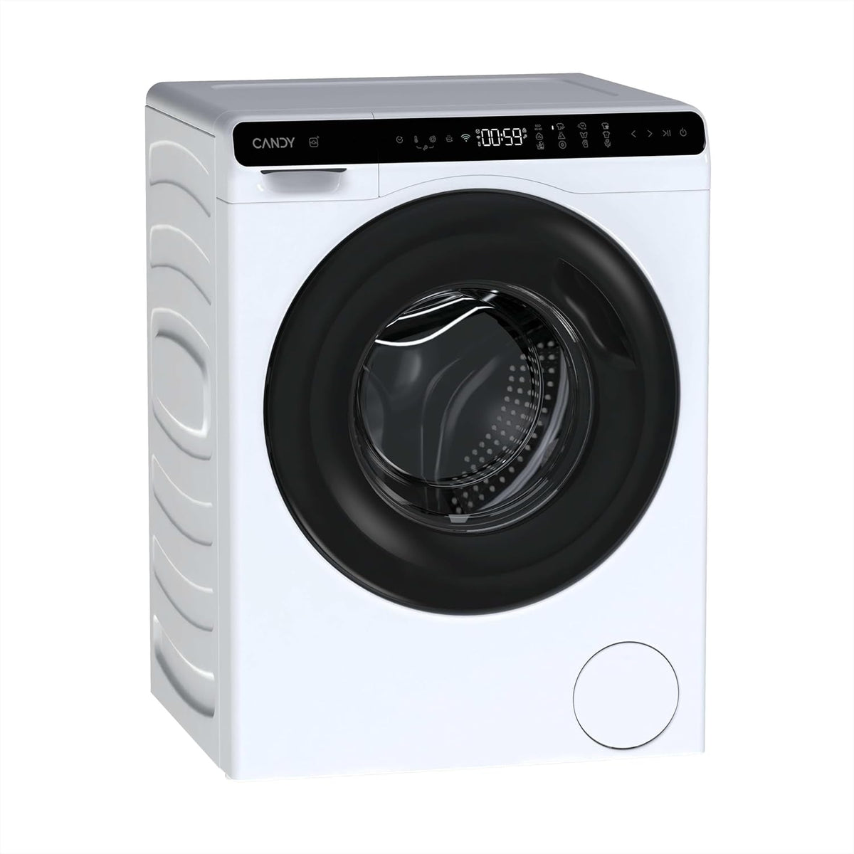 Lavadora Candy ProWash 700 Mini CW50-BP12307U1-S, 5 kg, 1200 rpm, pantalla digital, conectividad Wi-Fi, 12 ciclos, motor Inverter, inicio diferido 24 horas, bloqueo infantil, detector de carga (KG Detector), 69 dB