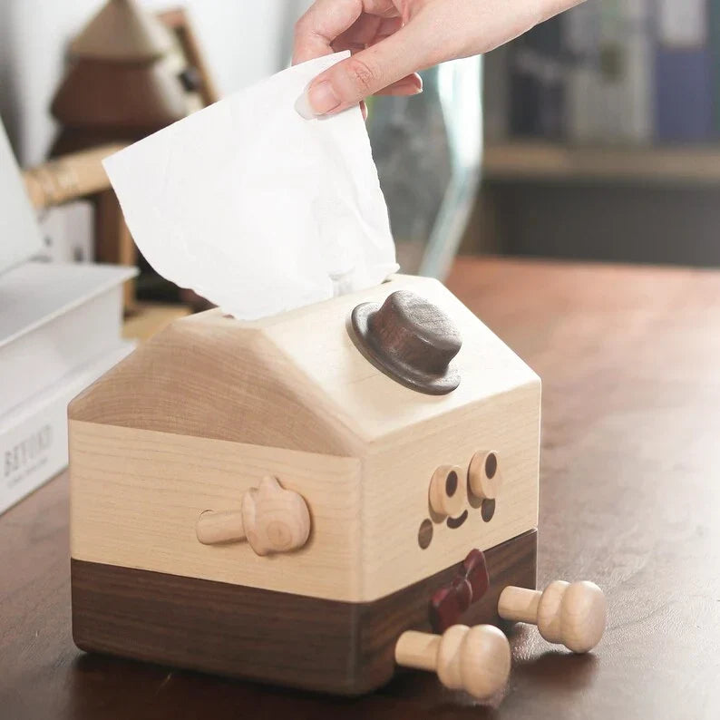 Caja de pañuelos de madera con tapa de nogal y arce, soporte para pañuelos cuadrados