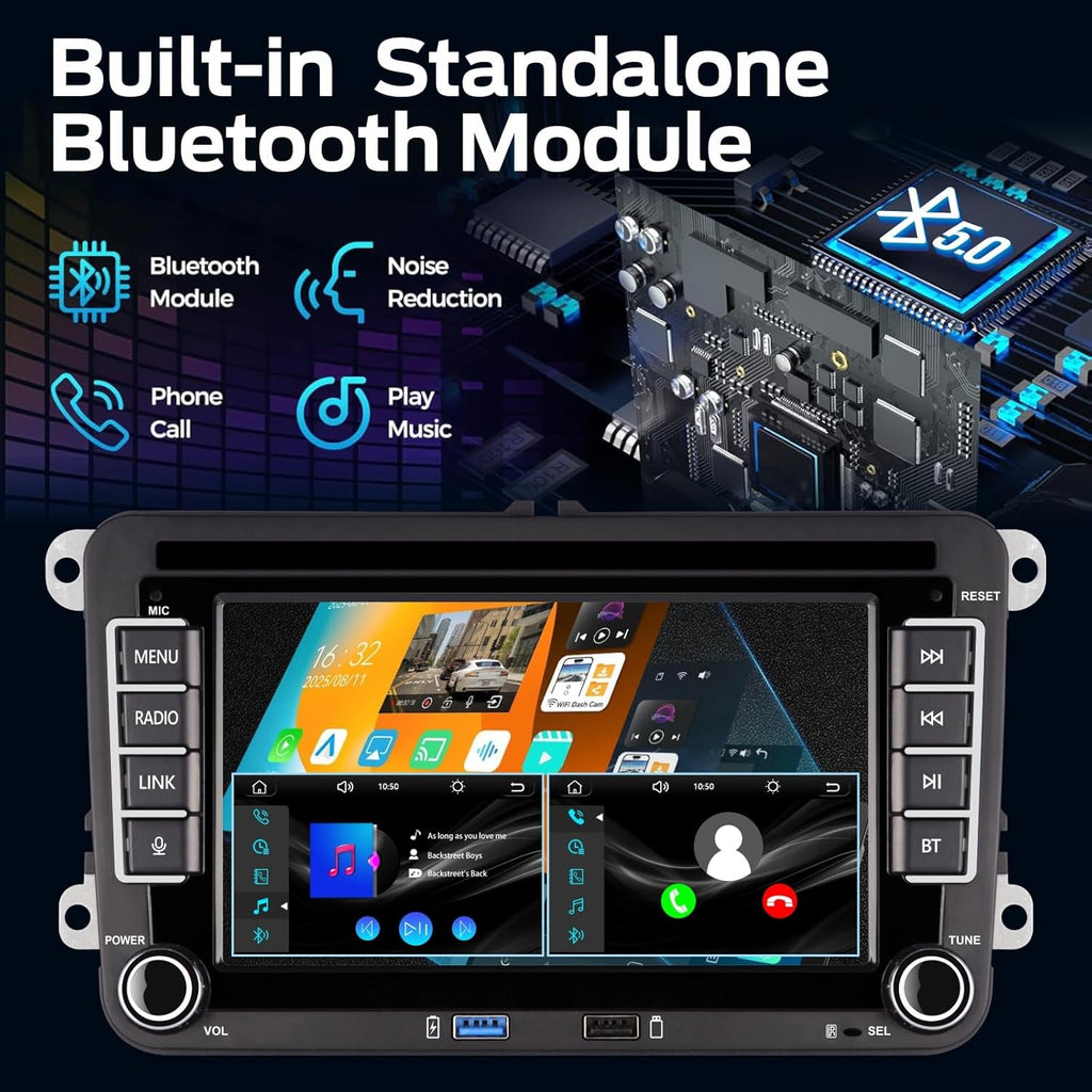 [Inicio rápido] Autorradio Linux para VW Golf 5 6/Polo, Radio VW con CarPlay y Android Auto inalámbricos integrados, Pantalla de 7" para VW compatible con controles del volante originales, AM/FM/RDS, Bluetooth, DSP, 45Wx4