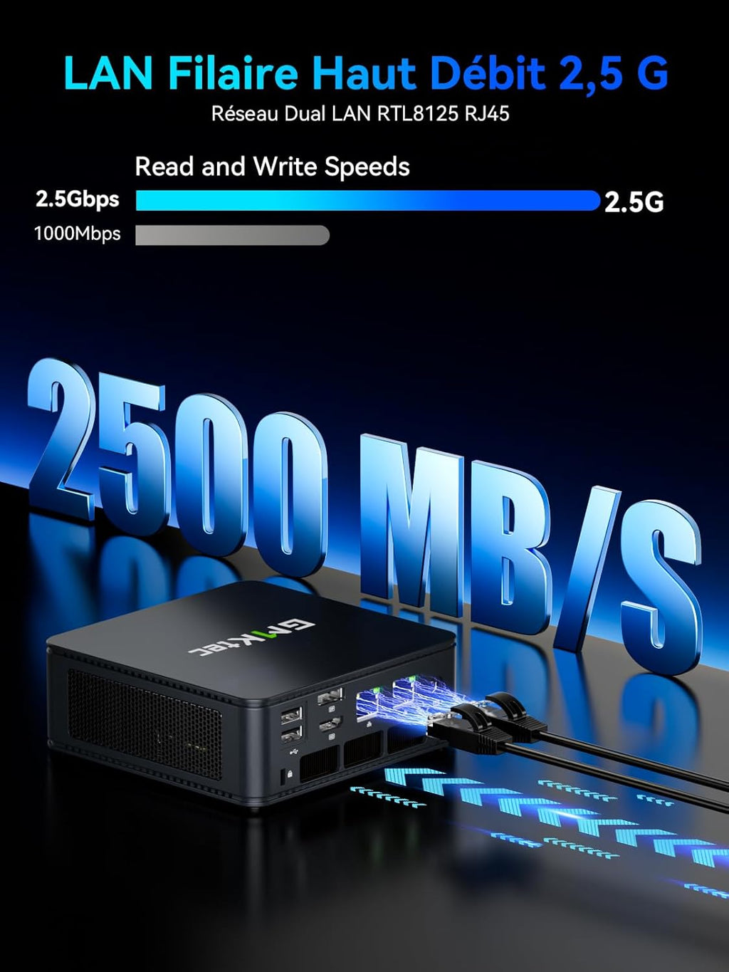 GMKtec Mini PC AMD Ryzen 7 7730U (Supera a 7430U/5825U, 8N/16H hasta 4,5 GHz) M5 Ultra Micro PC 32GB DDR4 512GB M.2 SSD, con 3 años de cobertura, WiFi6E|2 * 2.5G LAN|Triple pantalla 4K|USB C para gamers