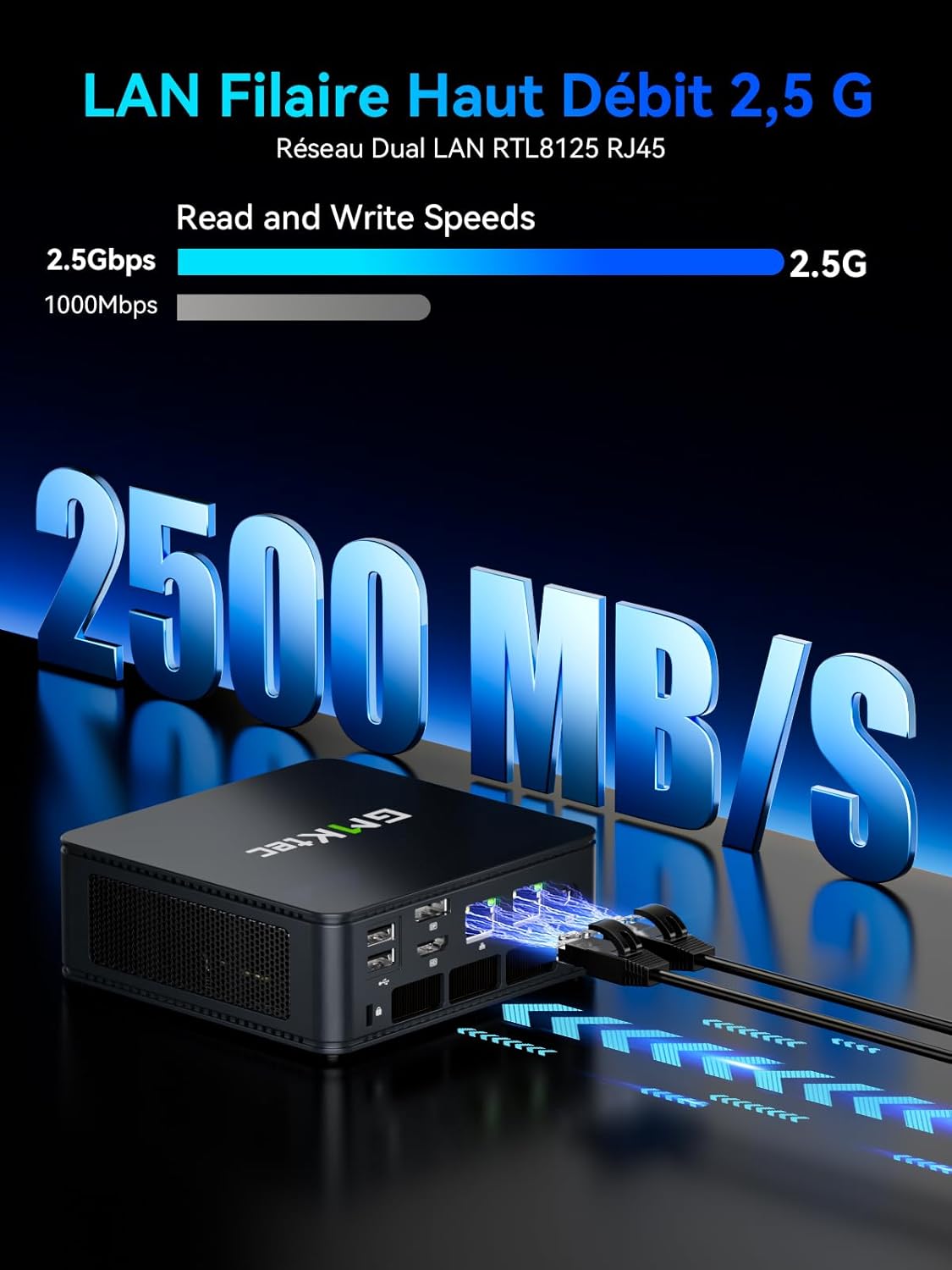 GMKtec Mini PC AMD Ryzen 7 7730U (Supera a 7430U/5825U, 8N/16H hasta 4,5 GHz) M5 Ultra Micro PC 32GB DDR4 512GB M.2 SSD, con 3 años de cobertura, WiFi6E|2 * 2.5G LAN|Triple pantalla 4K|USB C para gamers