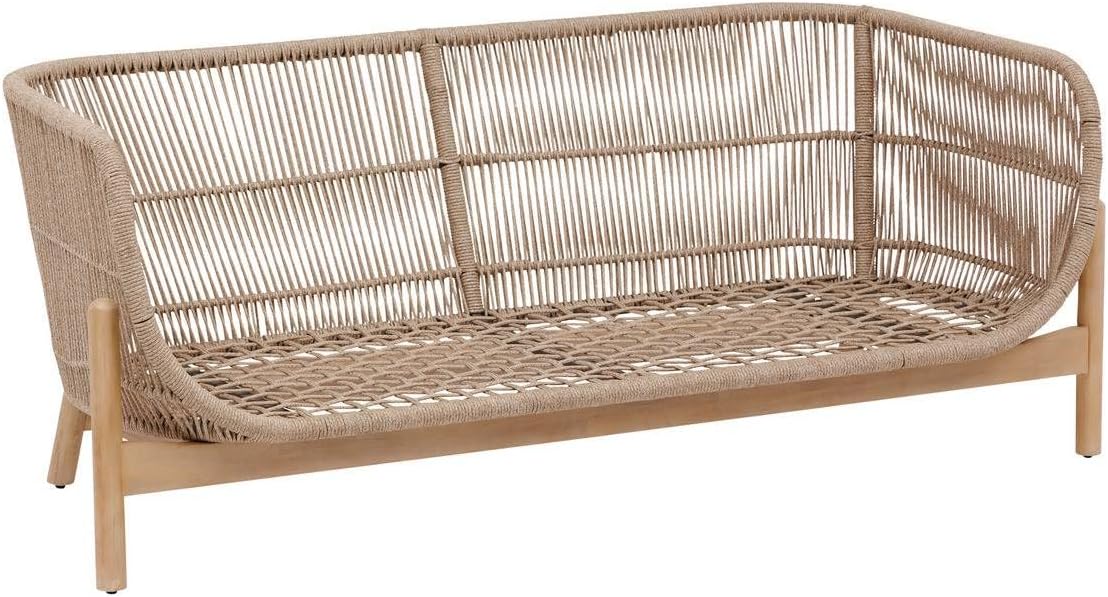 Hespéride – Sofá de jardín Deona en color topo y acacia – 2 plazas – Cojines desenfundables e hidrófugos – Muebles de jardín, terraza y balcón