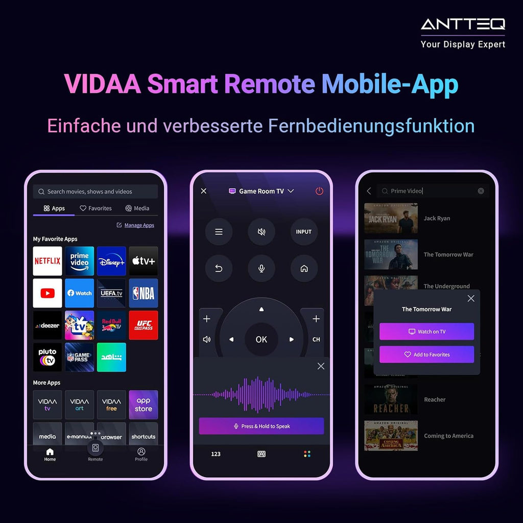 Smart TV Antteq Serie Vita de 32 pulgadas (80 cm) Full HD, televisión con Netflix, Prime Video/Disney+/YouTube/Rakuten/WiFi, compartir a la TV, HDMI