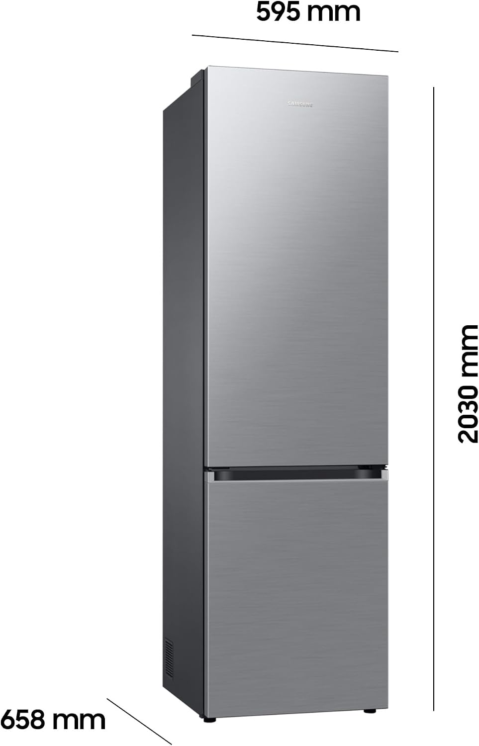 Frigorífico combi Samsung RB38C7AGWS9/EF, 203 cm, 387 l, frigorífico con congelador IA, SmartThings AI Energy Mode, Cool Select+, Twin Cooling Plus, Metal Cooling, aspecto acero inoxidable