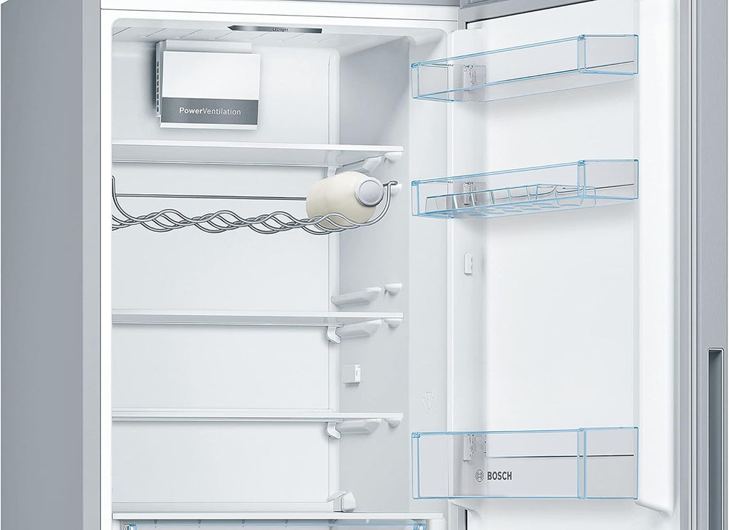 Bosch KGV36VLEAS, Serie 4, Frigorífico con congelador, Libre instalación, 186 x 60 cm, 214 L / 94 L, Acero inoxidable