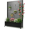 Jardinera con enrejado, macetero elevado de metal con ruedas, biombo de privacidad, 120x40x185 cm, rectangular, para jardín, balcón y terraza
