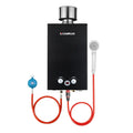CAMPLUX Calentador de agua a gas 10L 50mbar BW264BC-DE Acero inoxidable Tapa impermeable Propano Butano Camping Autocaravana Lavadero A+