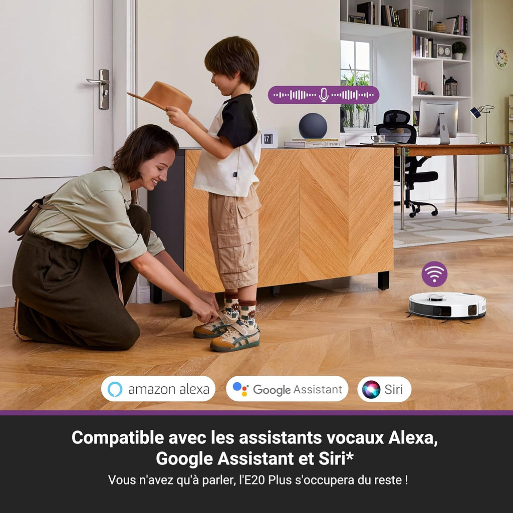 Robot aspirador Eureka E20 Plus de 8000 Pa con estación de vaciado automático sin bolsa, robot aspirador y fregasuelos antienredos, evitación de obstáculos 3D, autonomía de 180 minutos, DuoDetect AI