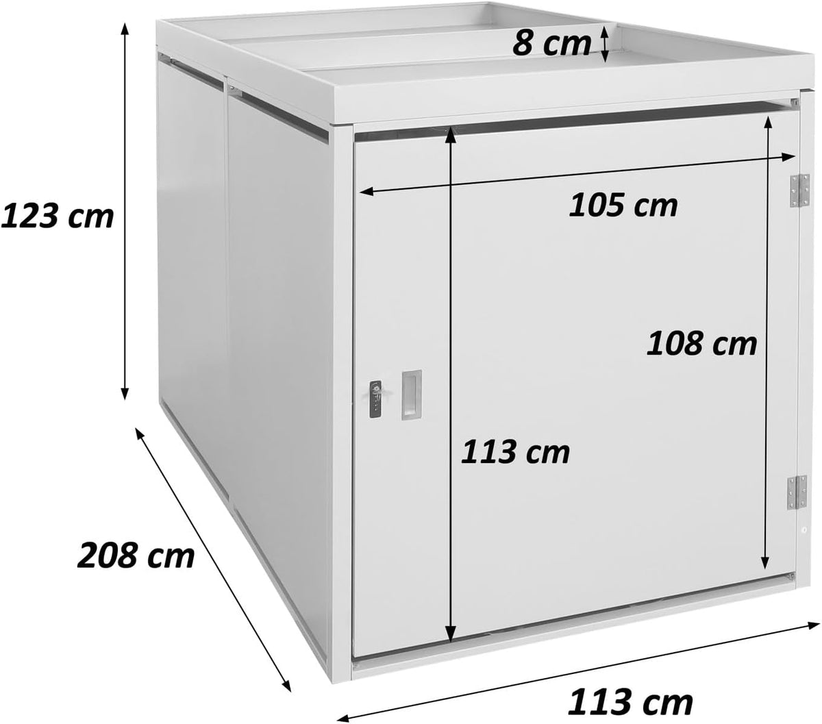 Garaje para bicicletas Mendler para 2 unidades con jardinera HWC-L56bAM, caja para bicicletas, acero galvanizado con cerradura 125x113x208cm - antracita