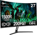Monitor curvo para juegos Minifire de 27 pulgadas MFG27C1, 200Hz, 1Ms, 130% sRGB, monitor con altavoces, panel VA de 1920 * 1080 (MFG27C1 con cable HDMI)