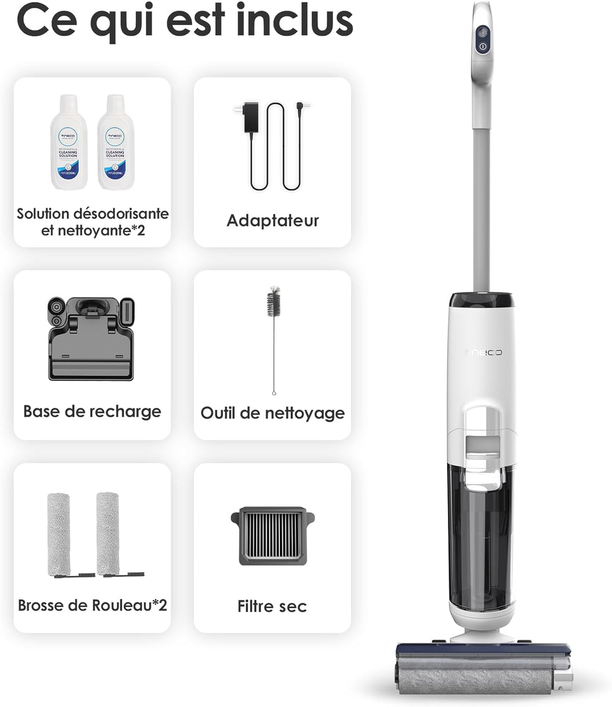 Tineco iFLOOR 5 Breeze Complete Aspiradora y Fregadora, Aspiradora en seco y húmedo sin cable para suelos duros, limpieza de bordes, autolimpieza automática, 35 min de autonomía, diseño ligero