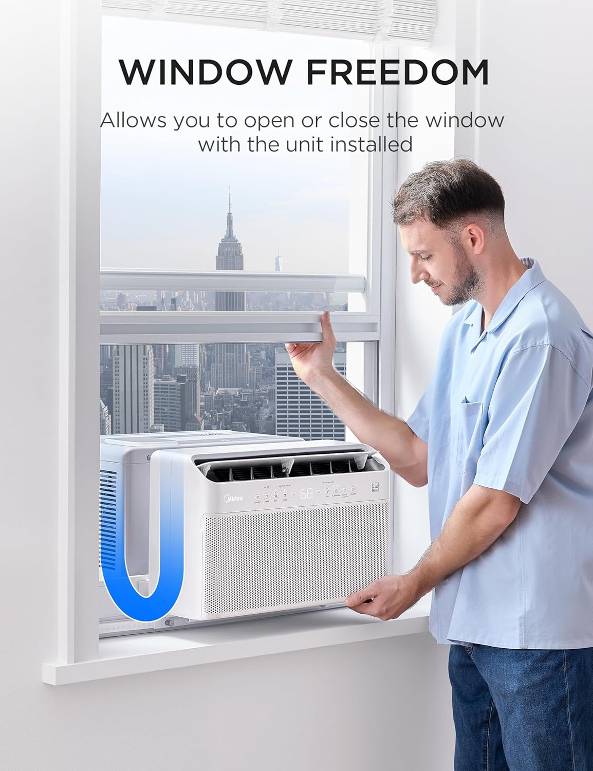 Midea 8,000 BTU U Shaped Smart Inverter Window Air Conditioner - Cools 350 Sq Ft, Ultra Quiet with Open Window Operation - Alexa/Google Assistant Compatible, 37% Energy Savings, Remote (2026 Edition)