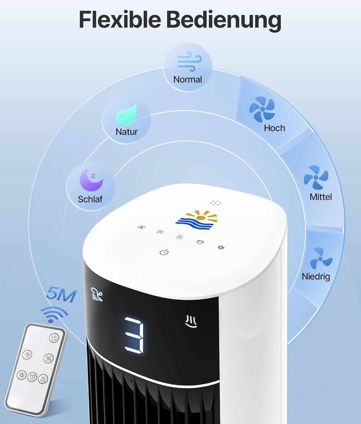 Ventilador de torre enfriador de aire con refrigeración por agua - Aire acondicionado portátil sin tubo de escape, ventilador con refrigeración silencioso, 3 modos-temporizador de 12 h-aroma-mando a distancia, para habitaciones y hogar