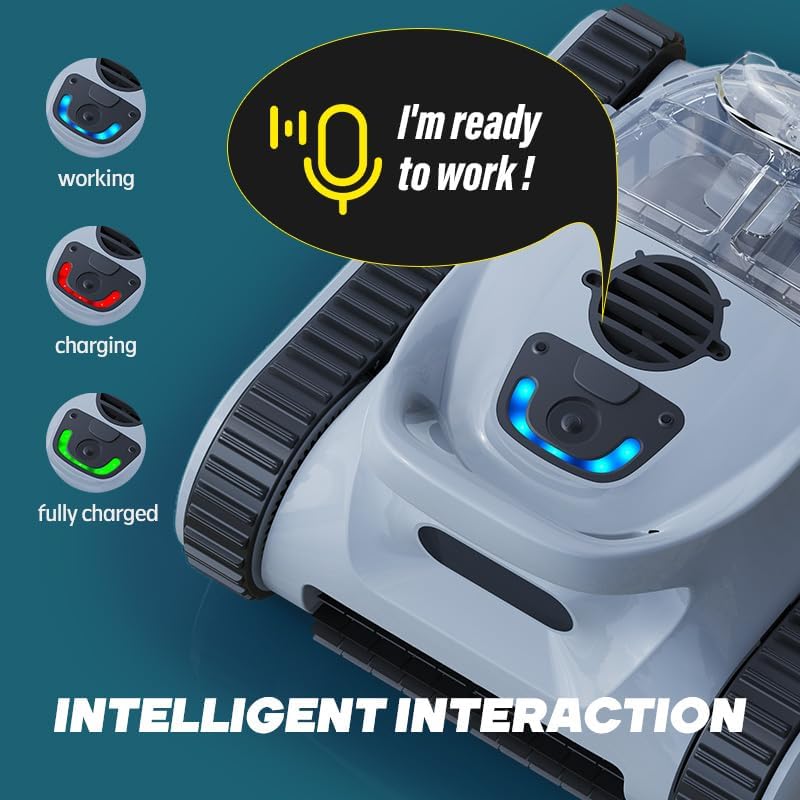Robot limpiador de piscinas inalámbrico Crab, para escalada de paredes, limpiafondos automático, apto para paredes y suelos de piscinas de hasta 150 m².