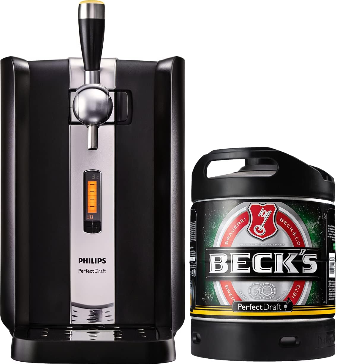 Grifo de cerveza PerfectDraft HD 3720/26 + barril de 6L | Cerveza de barril, incl. 5 EUR de depósito retornable (Becks Pils)