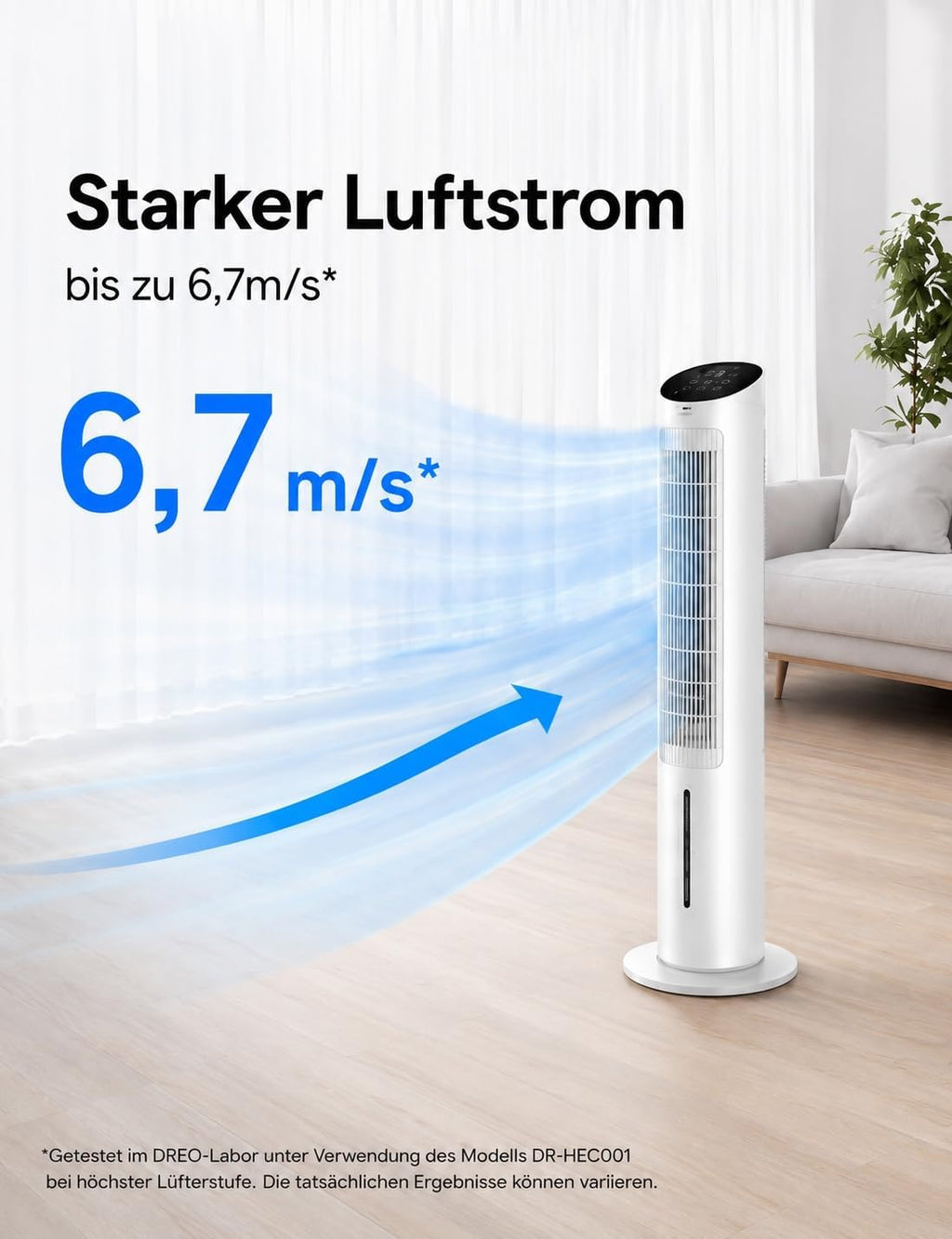 Ventilador de torre DREO con refrigeración silenciosa, ventilador con refrigeración por agua, enfriador de aire de 102 cm, enfriador evaporativo con función de oscilación de 80°, 3 modos, 4 velocidades, control remoto, blanco