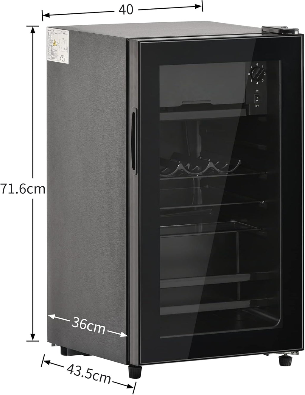 Minirefrigerador Merax de 76 L con compartimento de hielo, capacidad para 51 latas, funcionamiento silencioso, sistema de refrigeración por compresor, bajo consumo energético, estantes ajustables, negro