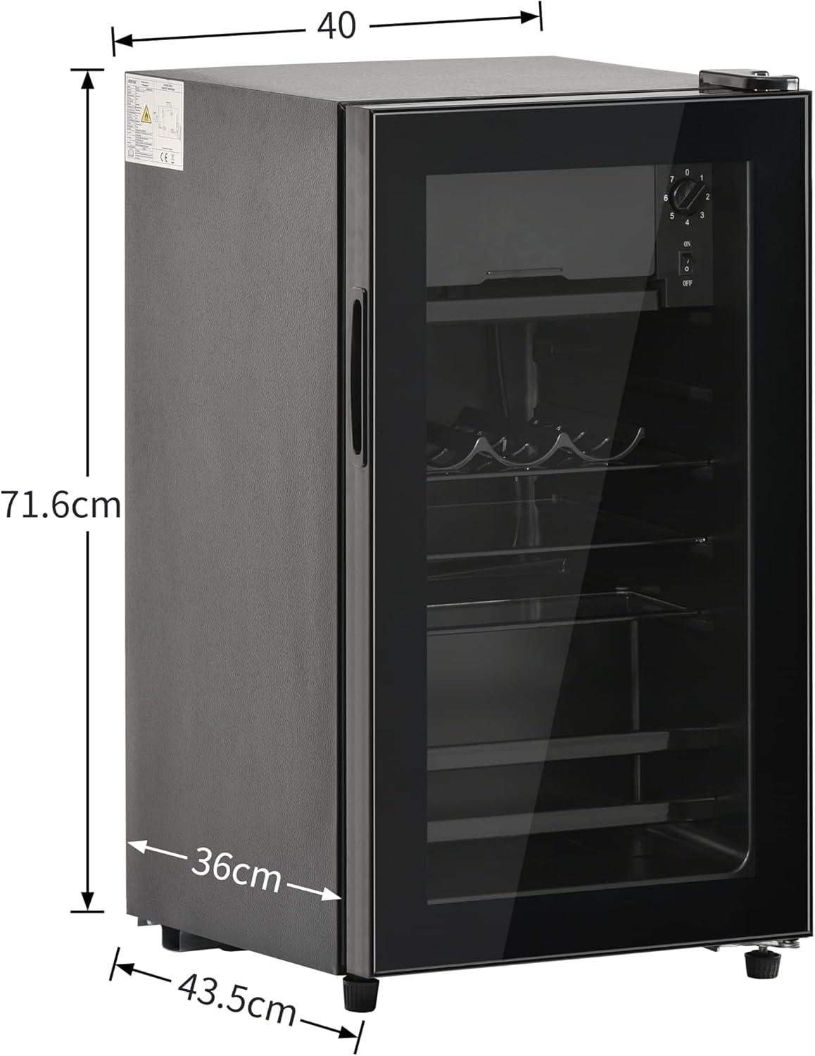 Minirefrigerador Merax de 76 L con compartimento de hielo, capacidad para 51 latas, funcionamiento silencioso, sistema de refrigeración por compresor, bajo consumo energético, estantes ajustables, negro