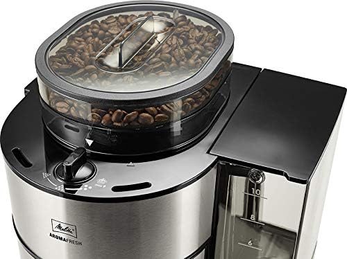 Melitta AromaFresh - Cafetera de filtro - con jarra de cristal - molinillo integrado - función de temporizador - 10 tazas - Negro puro