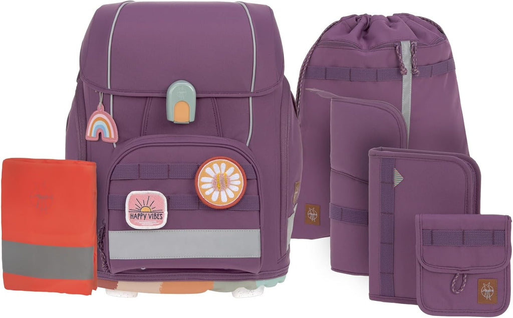 LÄSSIG Set de mochila escolar de 7 piezas para niños/School Set Boxy Unique Negro