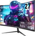Monitor gaming curvo CRUA de 27 pulgadas, 280 Hz, monitor para PC FHD 1080P 1800R, 1 ms GTG con FreeSync, baja desenfoque de movimiento, protección ocular, VESA, DisplayPort, HDMI, negro