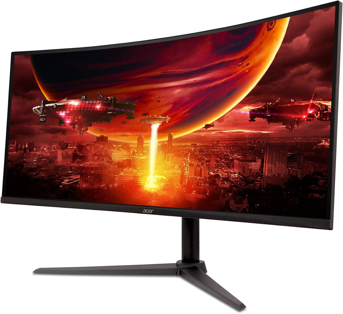Acer Nitro XZ342CUV3, Monitor Gaming Curvo 34" UltraWide QHD, 180Hz (Curva 1500R, 3440x1440, 21:9, Freesync Premium, 1ms (VRB), 400Nits, 2xHDMI 2.0/1xDP 1.4) Monitor curvo para PC, Base Ajustable, Negro