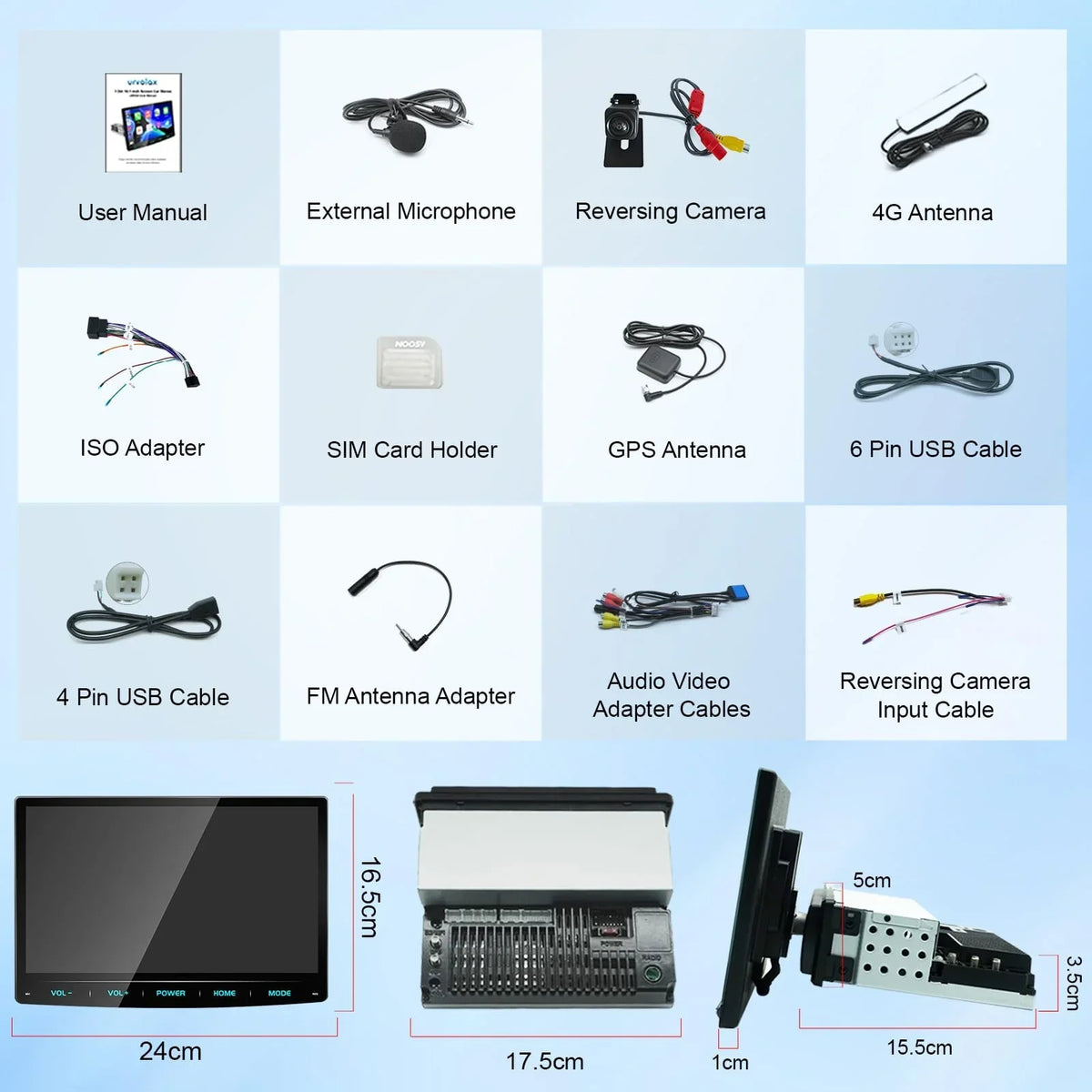 Autoradio Android 13 de 10,1 pulgadas, Apple CarPlay inalámbrico, Android Auto, navegación, DAB+, 1 DIN, Bluetooth, 8 núcleos, 32 GB, WiFi, 4G, GPS, cámara de visión trasera