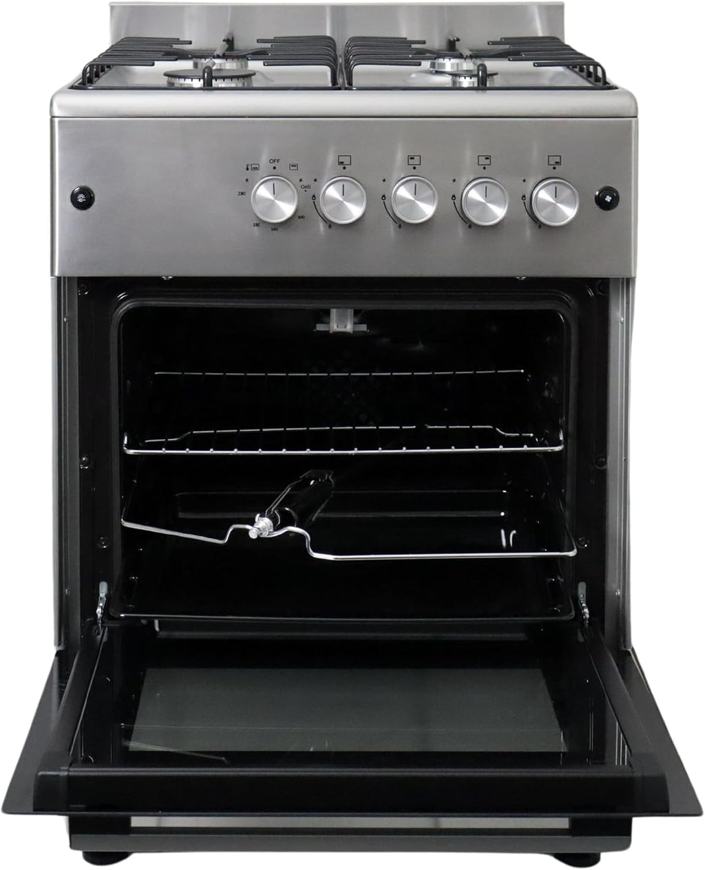 Cocina de gas Gasline SHGG6060FGIX de acero inoxidable, 60 cm, horno de gas con termostato y ventilador.