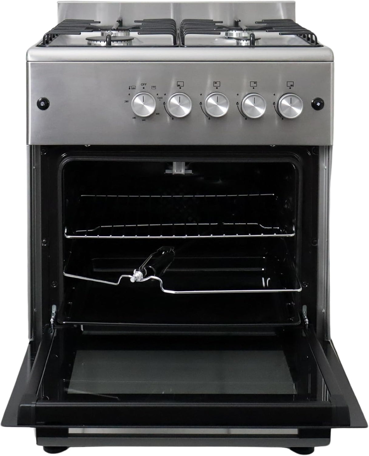 Cocina de gas Gasline SHGG6060FGIX de acero inoxidable, 60 cm, horno de gas con termostato y ventilador.