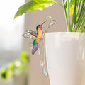 Estaca para plantas con diseño de colibrí de cristal tintado: atrapasoles de cristal, 4 x 17 cm
