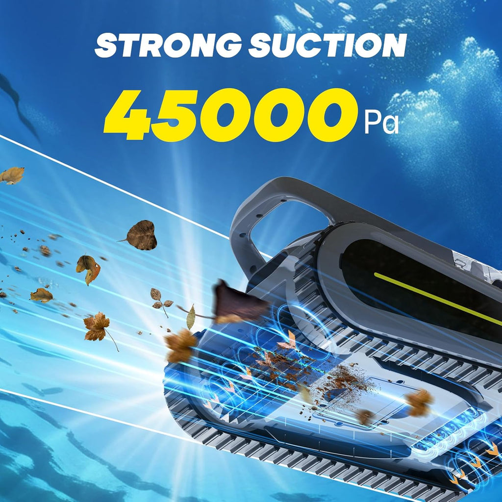 Robot limpiador de piscinas inalámbrico Crab, para escalada de paredes, limpiafondos automático, apto para paredes y suelos de piscinas de hasta 150 m².
