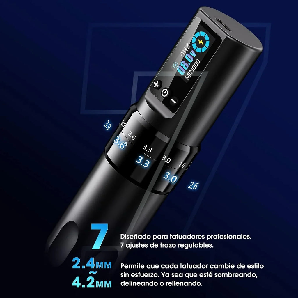 Set de máquina de tatuaje inalámbrica ULTRA-PLUS-H1 Kit, longitud de carrera de 2.2-4.2 mm, batería de 1600 mAh con impresora de tatuajes Bluetooth y accesorios