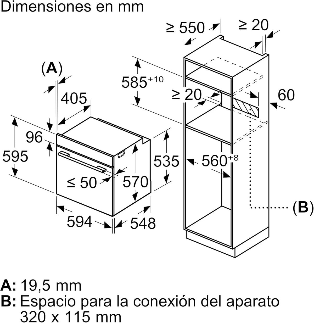Bosch - Horno multifunción pirolítico, 60 cm de ancho, Serie 6, Home Connect, aire caliente 3D, autolimpieza, mandos ocultables, negro, HBG578ES7