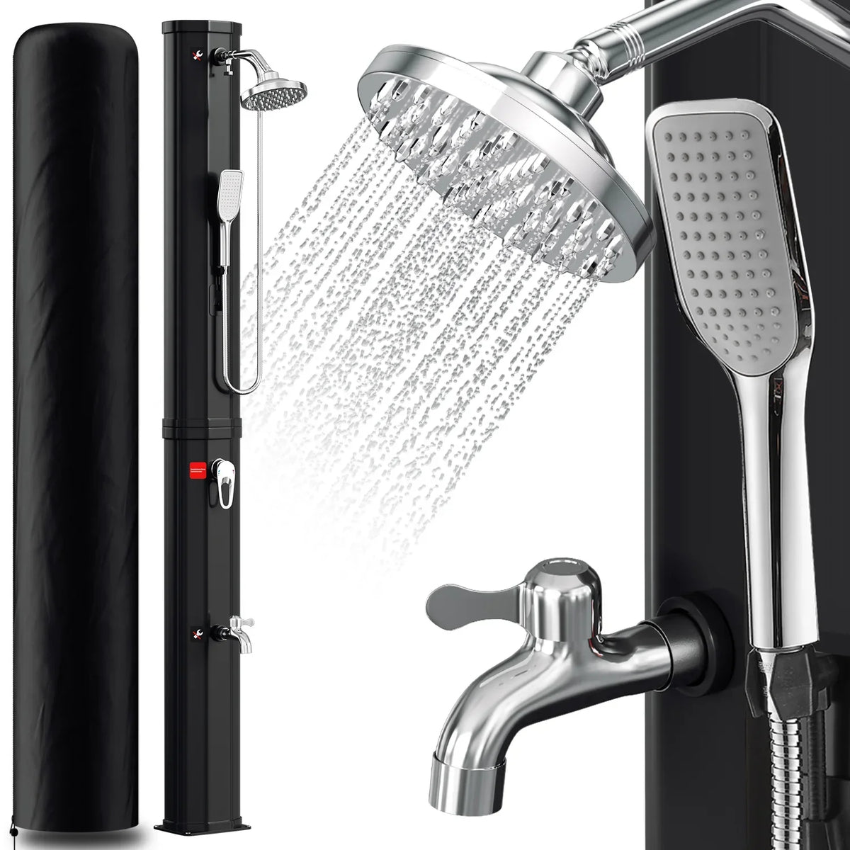 Ducha solar Sonnewelt de 60 L para jardín, incluye funda protectora y teleducha