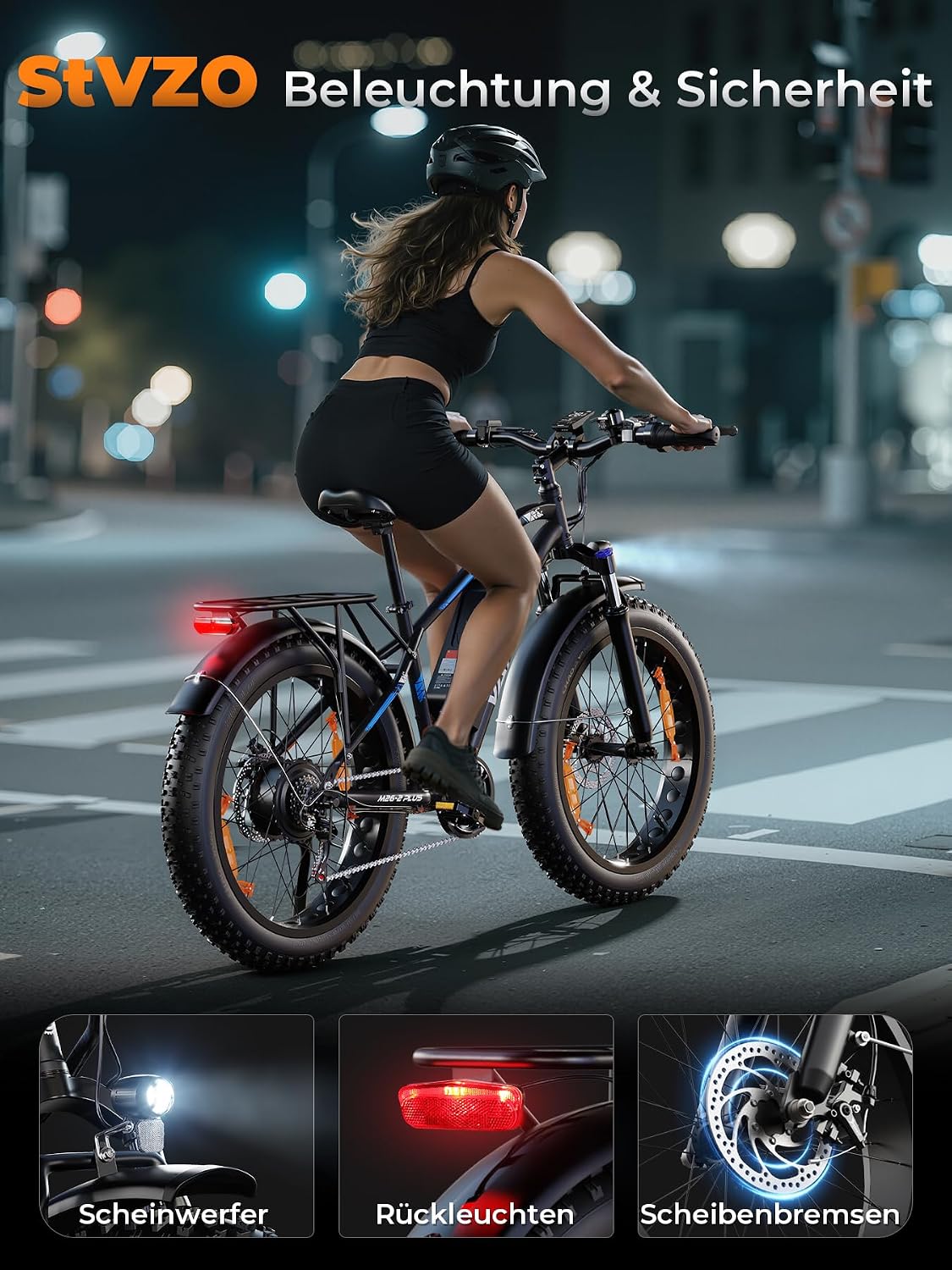 VARUN E Bike, E-Bike Herren mit 26 * 4.0' Fat Tire, 48V 18AH Akku, Bis zu 150 KM, 85Nm 250W Motor, 25KM/H, Offroad Ebike Mountainbike mit 7-Gang, All-Terrain Elektrofahrrad Herren, EU-Konformes